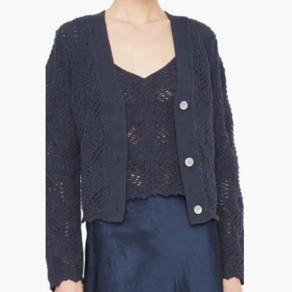 Vince Open Stitch Cardigan in Coastal Blue